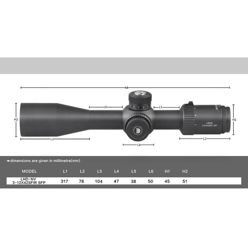LHD 3-12X42SFIR SFP optics Scopes - DiscoveryOpt Rifle Scopes-UK -