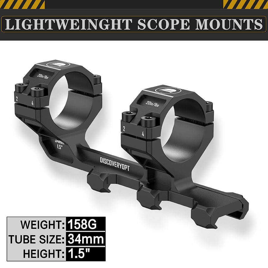 0 MOA Scope Mount, 34mm Cantilever Mount, 1.5inch Scope Mount, Picatinny Scope Mount