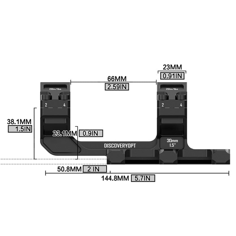 0 MOA Scope Mount, 30mm Cantilever Mount, 1.5inch Scope Mount, Picatin