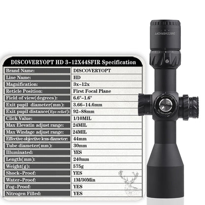 HD 3-12X44SFIR FFP short front optics Scopes