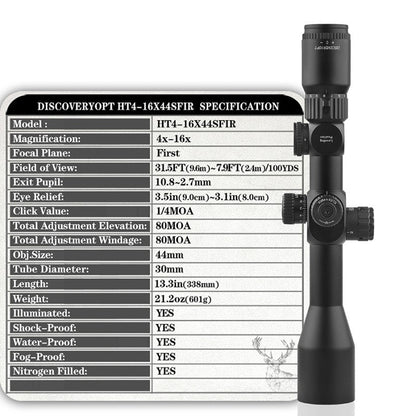 HT 4-16X44SFIR FFP Optics Scope - DiscoveryOpt Rifle Scopes-UK - 